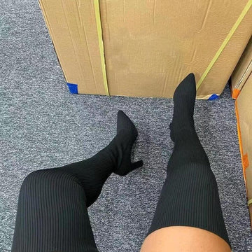 Niulatu Heels Shoes Female Thin Heel Ankle Women Boots Women Sock Boots Sexy Knitting Stretch Boots Botas Zapatos Mujer 2025 DJSE